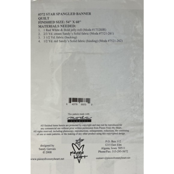 Pieces Of My Heart - Star Spangled Banner Quilt Pattern - Size 54" x 60" - Picture 2 of 2